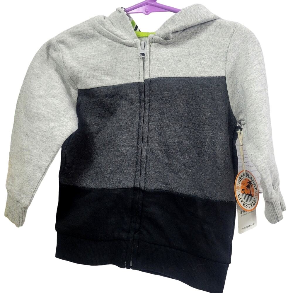 Free Planet Boy's Tri-Color Hooded Jacket‎ Size 12 Months NWT